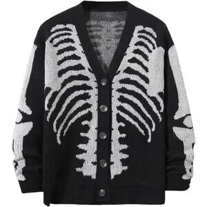 Women's Star Print Cardigan Sweater V Neck Drop Shoulder Long Sleeve